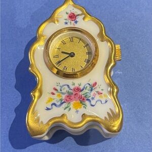 The Floral Bouquet Miniature Porcelain Clock - From Franklin Porcelain